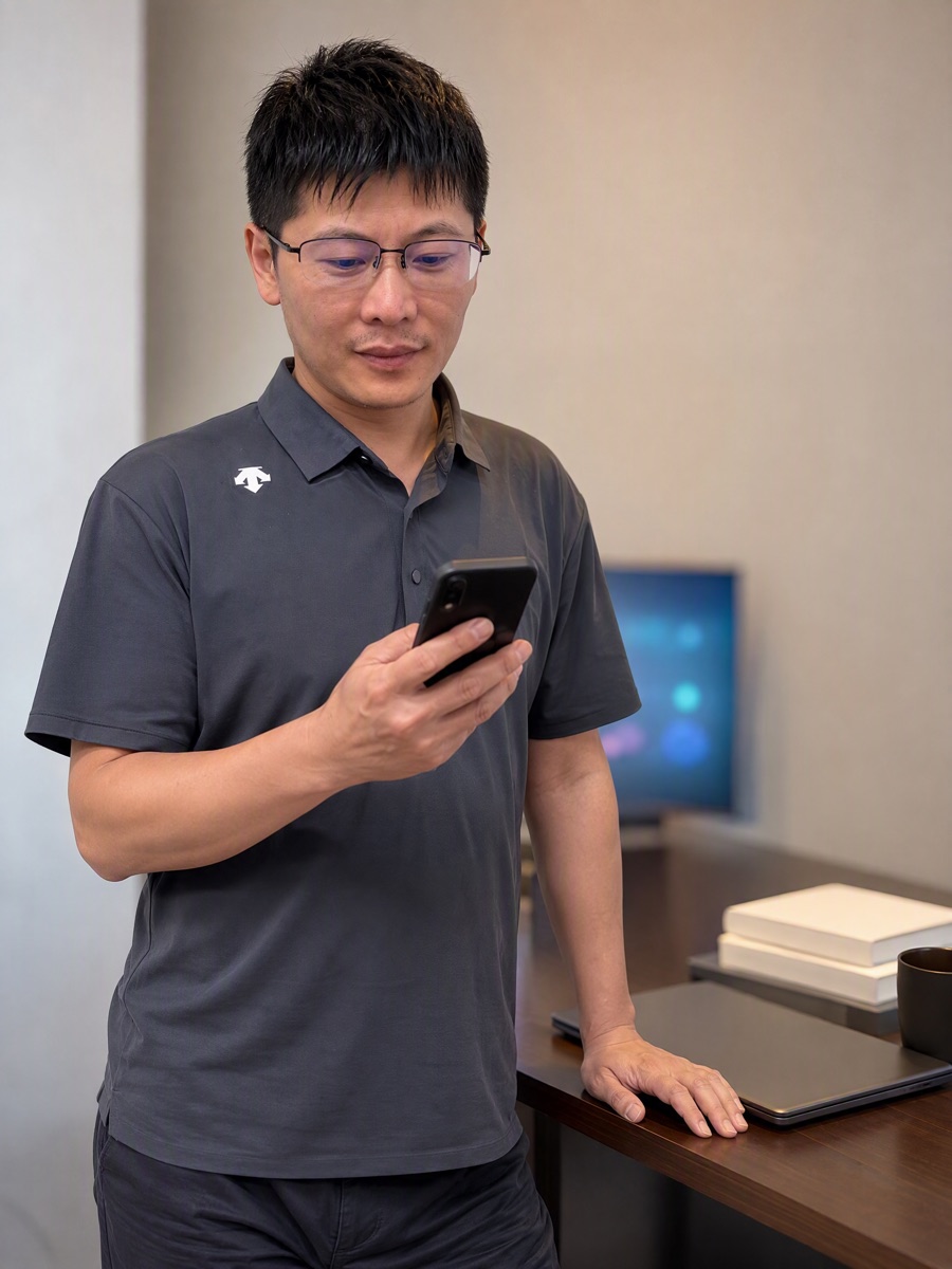 形象照:看手机